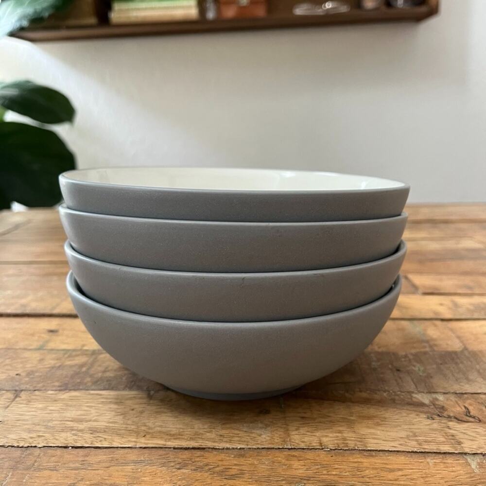 Noritake Stoneware Bowl Set of 4 7" Colorwave Slate Speckled Matte